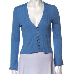 Reformation Knit Sweater - Button up, Blue, XS